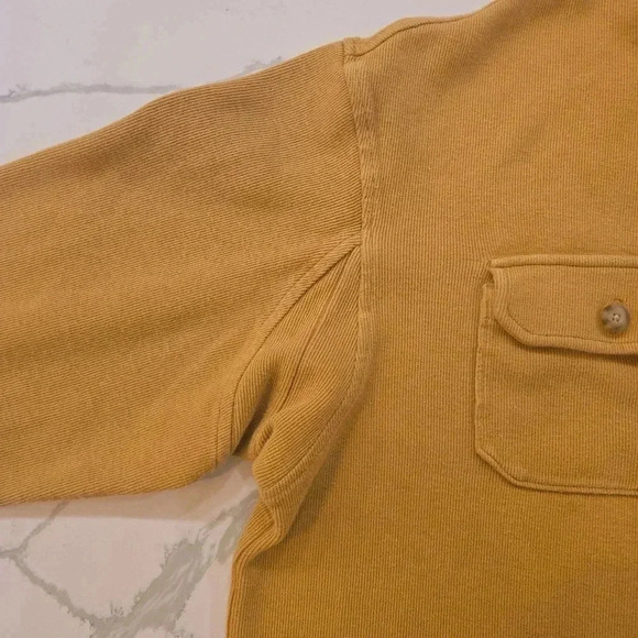 Duluth Trading Mens Ribbed Waffle Henley Mustard Yellow Size Large - Picture 3 of 10